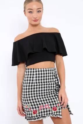 Black Bardot Crop Top - Justine