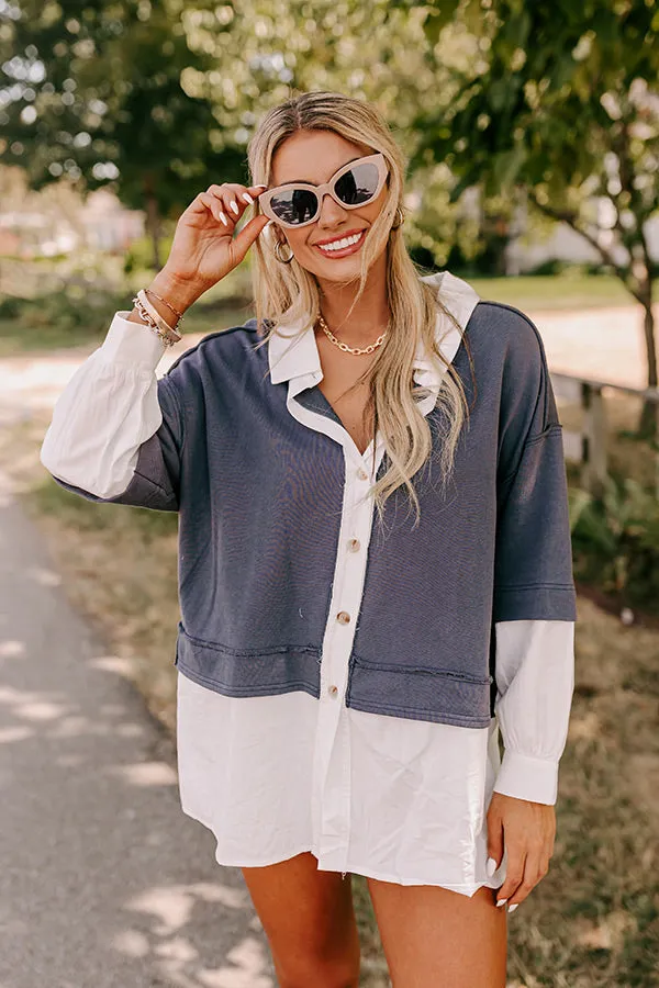 Country Club Social Button Up in Slate