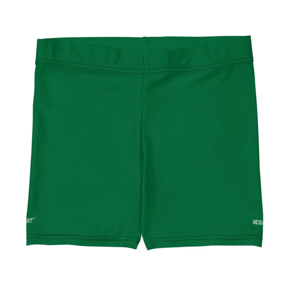 Dark Green Women's Shorts, Solid Color Designer Modern Gym Short Tights-Made in USA/EU
