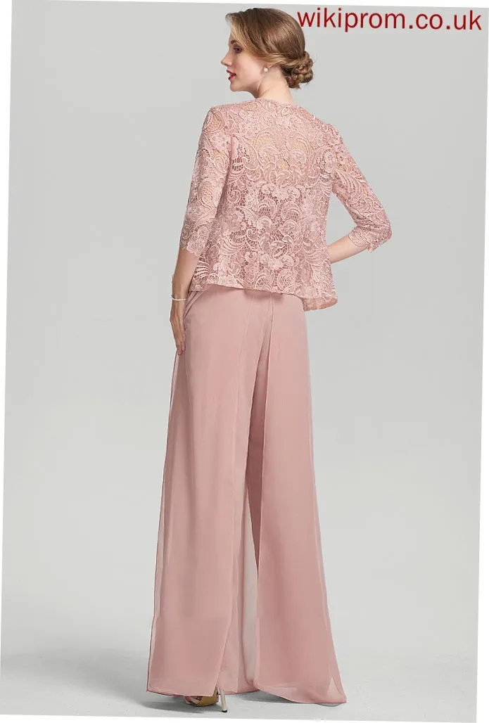 Dress Mother the Jumpsuit/Pantsuit Square Neckline Bride of Chiffon Mara Mother of the Bride Dresses Floor-Length Lace