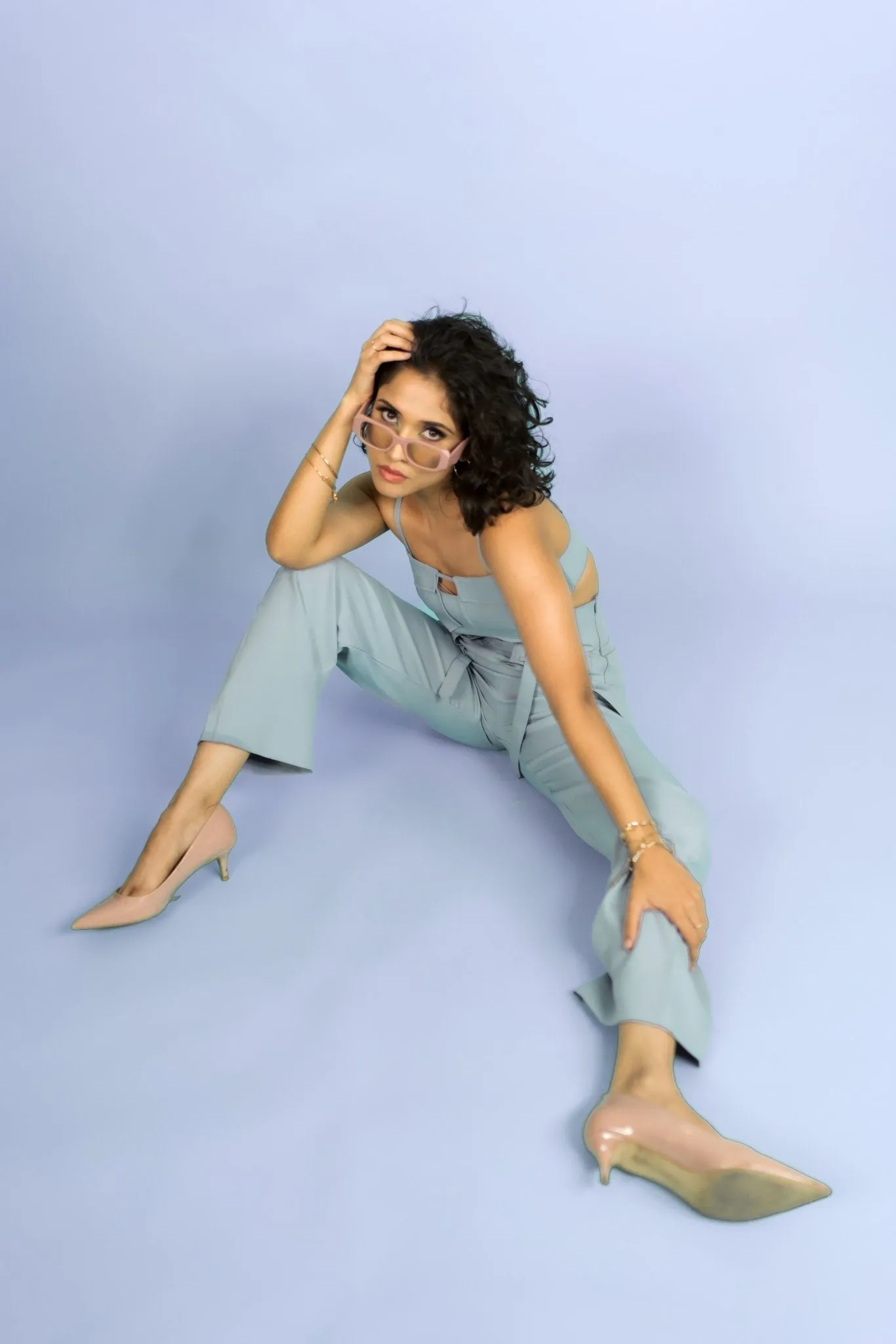 High Waisted Pant In Smoky Blue