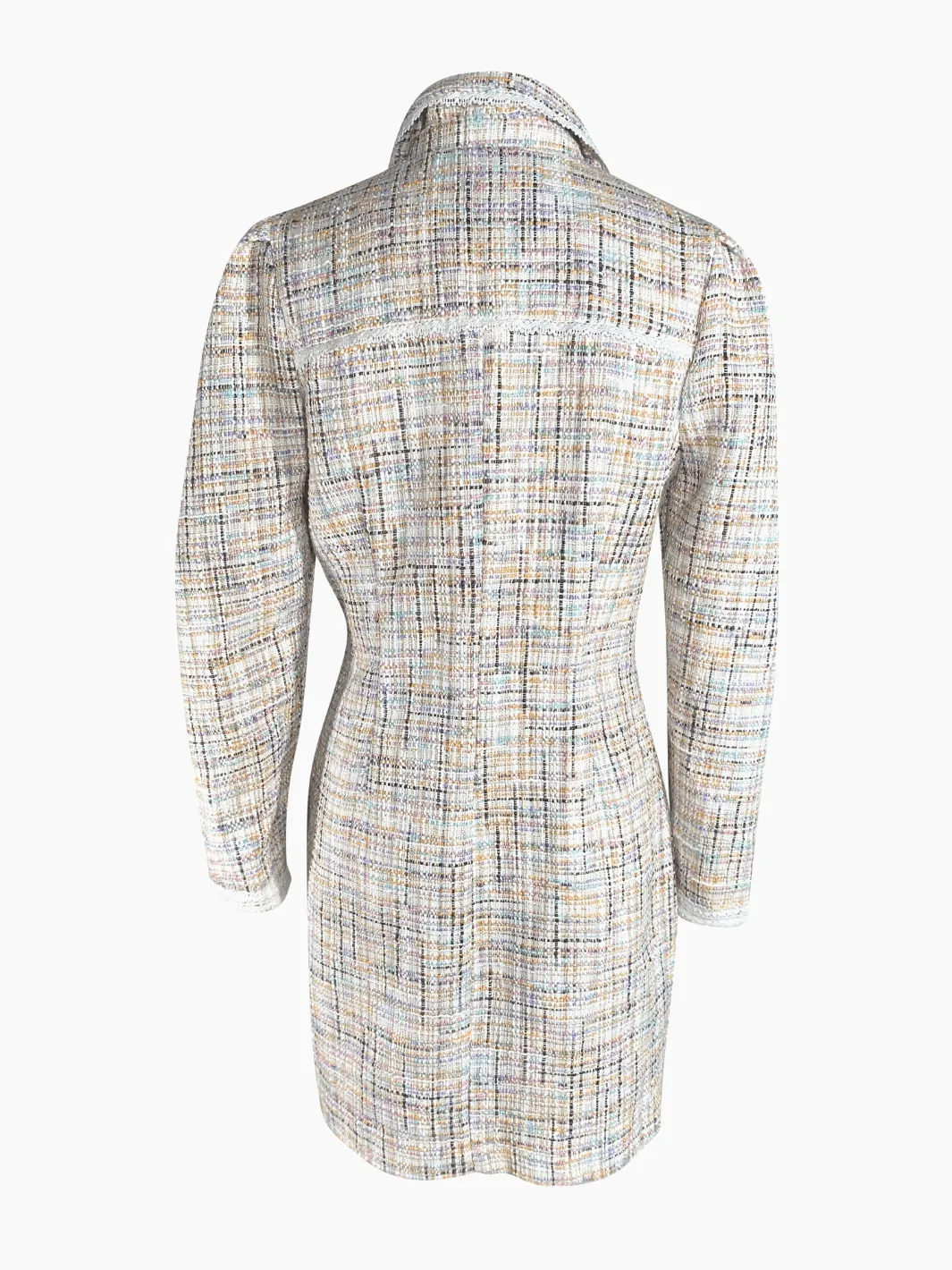 Ivory Tweed Long Sleeve Mini Dress