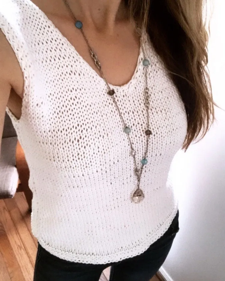 KNITTING PATTERN DIY Basic Cotton Tank Top Women's Knit Top, Tank Top, Summer Knit Top, Cotton Top, Easy Knit Tie Top