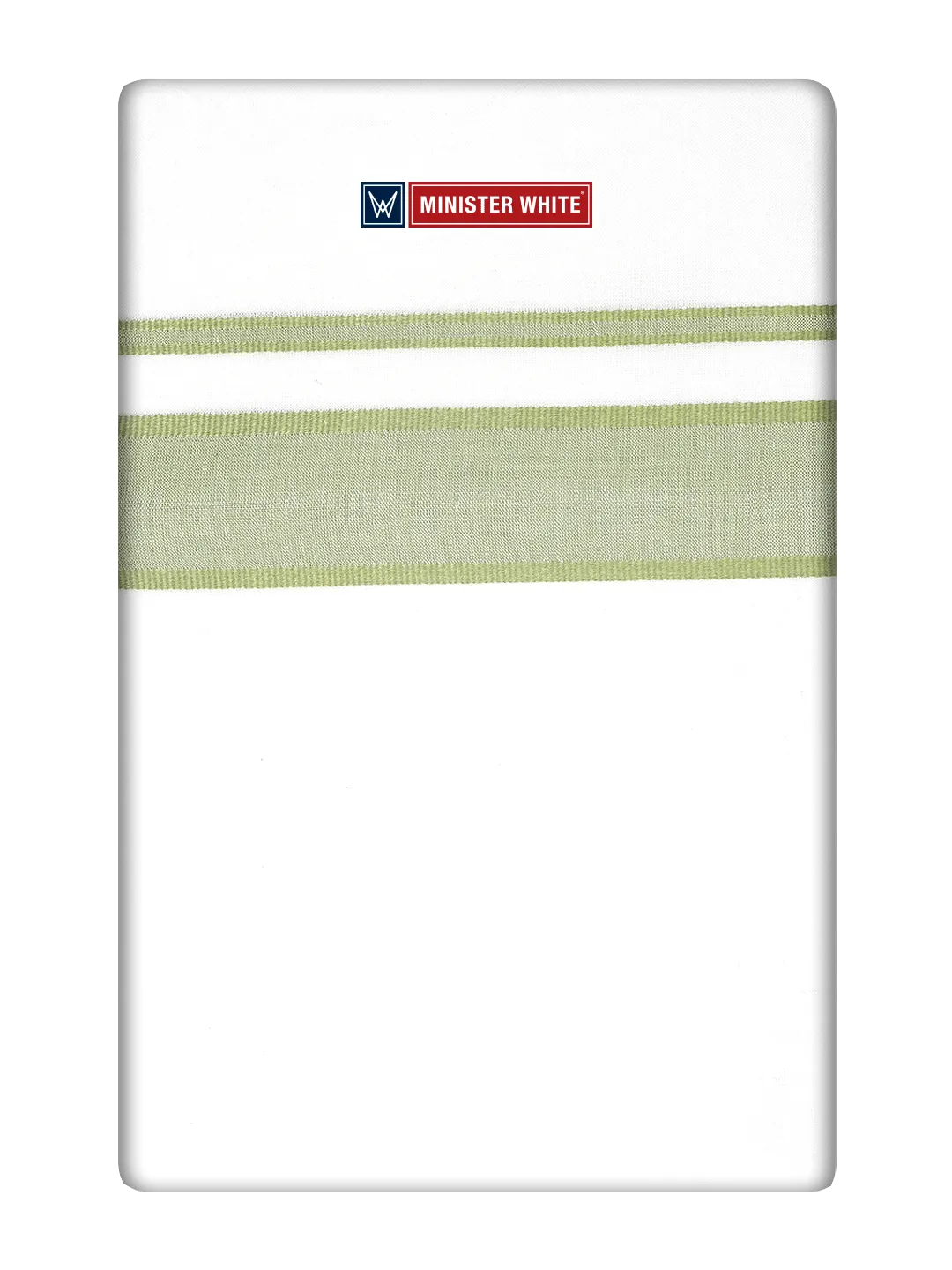 Mens Cotton White Double Layered Dhoti with Leaf Green Fancy Kara  - Empuran