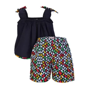 MULTI-COLOUR ANKARA ELASTICATED WAIST SHORT SET