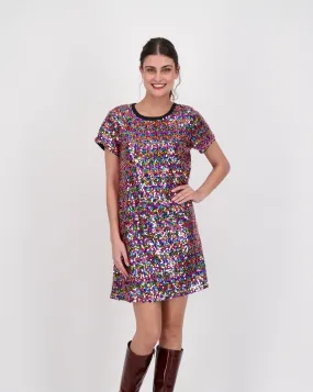 Rainbow Sparkle Sequinned Dress