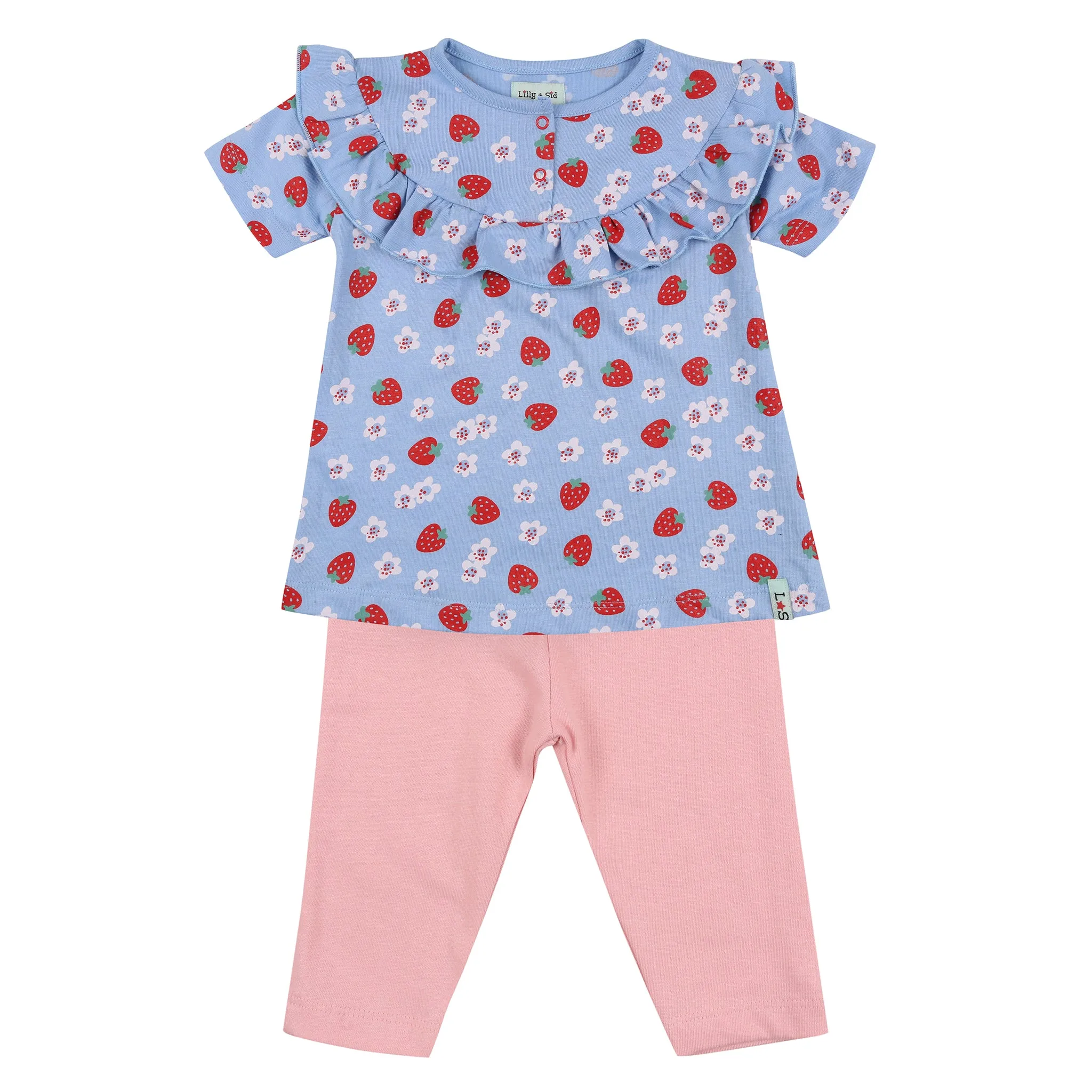 Strawberry stripe frill legging set