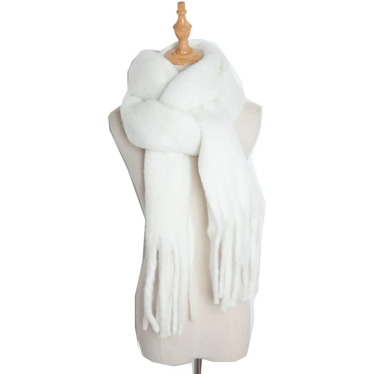 Thick Women's Scarf in Mohair Twist Braid, Stylish Plush Winter Accessory for Warmth and Elegance