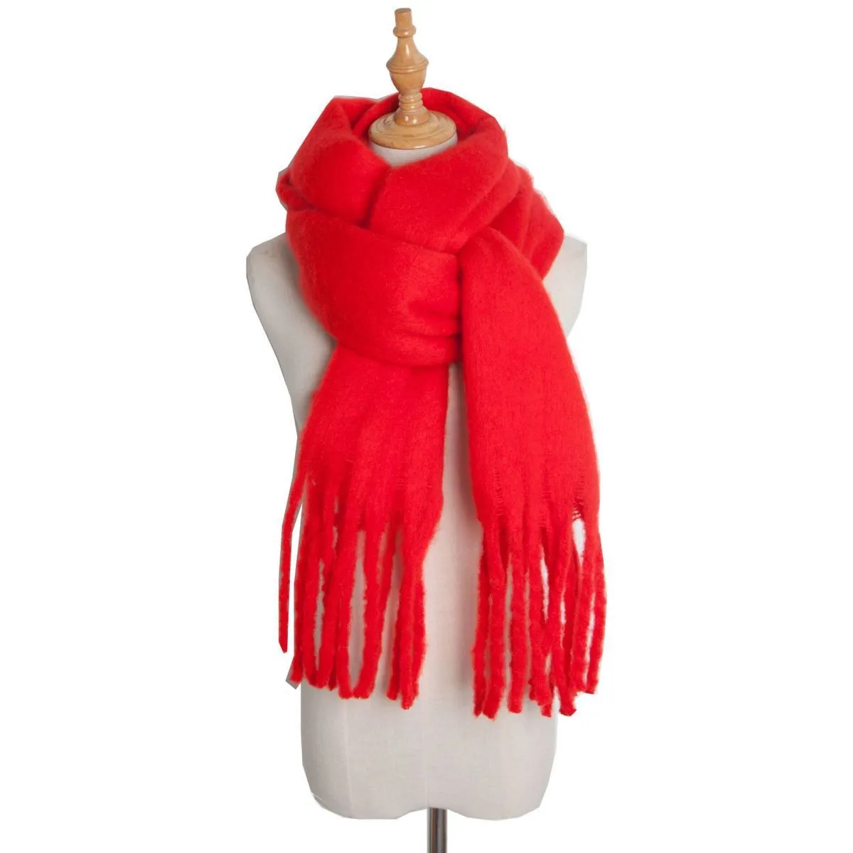 Thick Women's Scarf in Mohair Twist Braid, Stylish Plush Winter Accessory for Warmth and Elegance