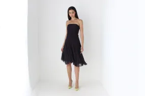 Y2K Pure Silk Deep Purple Strapless Cocktail Dress